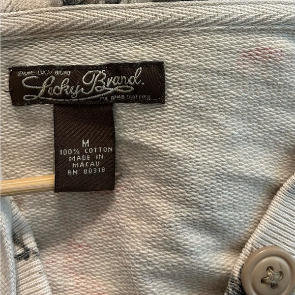 Lucky Brand Women’s Medium Hoodie Cranes Graphic Print Cream Brown Peach Cotton - Picture 4 of 4